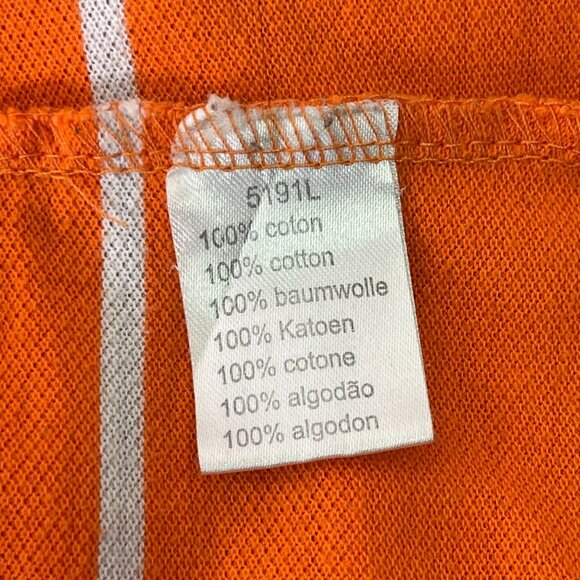 Lacoste Men's Orange White Striped Long Sleeve 100% Cotton Polo Shirt Size 9 - Picture 7 of 11